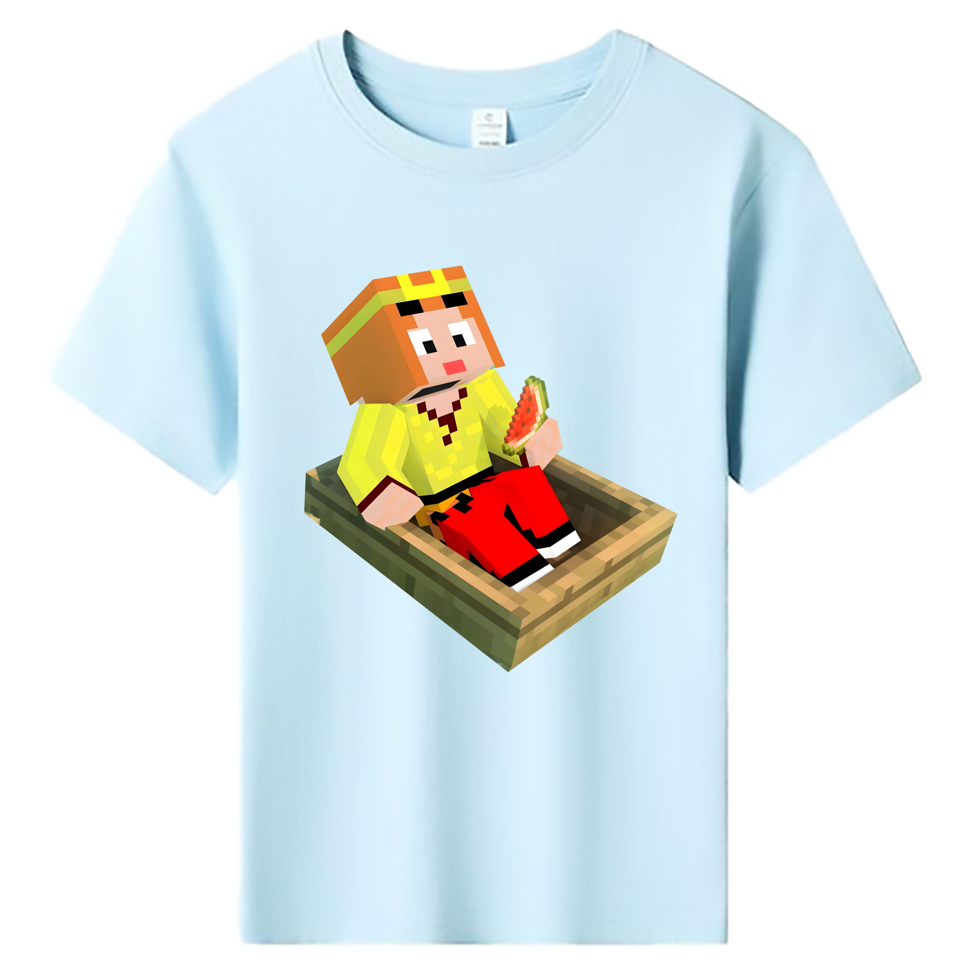 （画像用） マインクラフト ブロックの世界 Minecraft MC Block world 綿100％キッズTシャツ（フロントプリント）